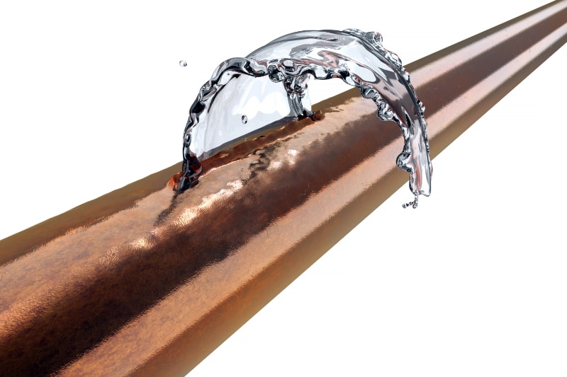 How to Prevent Frozen or Burst Pipes This Winter. broken pipe is leaking water, isolated on white. 3d illustration.
